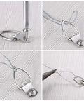Close-up of All In One Picture Hanging Kit with D Ring Hangers and Screws, showing wire and aluminum sleeves, supports up to 30 lb