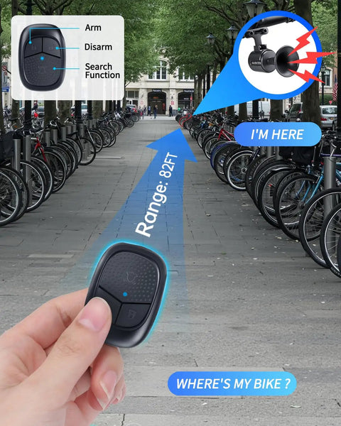 120dB Loud Electric Bike Horn With Antitheft Alarm And Rechargeable Vibration Sensor Wireless Remote IPX5 Waterproof Bicycle Bell For Adults Kids Scooters And E Bikes