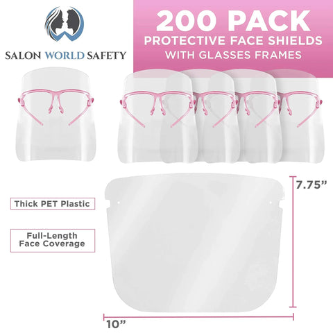 Pink Glasses Frames Safety Face Shields Case Of 200 Ultra Clear Full Face Protection Anti Fog PET Plastic Goggles display