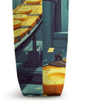 Industrial Cheese Conveyor Belt Artwork Tote Bag For Foodies And Cheese Lovers A Durable Cotton Carryall Perfect For Grocery Runs Market Day And Kitchen Decor