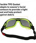 Badass Anti Fog Coating Keeps Your Safety Gear Sleek And Clear Through Twenty Five Water Washes While Providing Bulletproof Scratch Shield For Any Hard Hat Hustle safety goggles with flexible TPE gasket for a tight seal