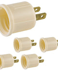 Polarized Socket Adapter 5 Pack Converts Outlets To Lamp Sockets For Workshop Garage Or Utility Room Light Almond Finish UL Listed