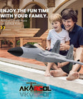 Family playing with Dope Remote Control Jet Plane With Extra 3 Batteries, LED Lights, Easy To Fly For Beginners by a poolside.