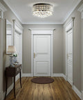 Hallway with 14.5 Inch Black Three Light Iron And Crystal Flush Mount Drum Ceiling Light With Faceted Crystal Drops for ultra glam feel