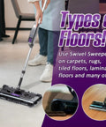 Lightweight Cordless Electric Sweeper With Quad Brush Design For No Sweat Floor Cleaning on tile floor and carpet.