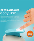 Hand using 3 Inch Circle Punch For Scrapbooking Card Making And DIY Craft Projects With Ergonomic Spring Action Lever Delivers Crisp Circles Every Time Great For Photos Albums And Greeting Cards In Classic White