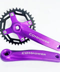 Single Speed Bicycle Crankset 104BCD 34T 36T 38T 40T 42T 170mm Crankarm For MTB Off Road Purple Aluminum Alloy