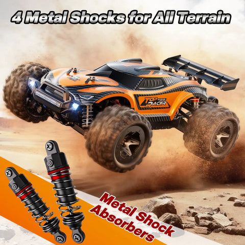 All Terrain 4x4 Off Road Remote Control Car For Adults With 38+ KPH Speed, showcasing metal shock absorbers