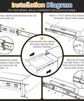Installation diagram for 1 Pair 24 Inch Soft Close Drawer Slides Side Mount, 3 Fold Full Extension Ball Bearing Heavy Duty Built To Last Cabinet Drawer Glides, Quiet Smooth Close Kitchen Cabinet Rails, 100 LB Capacity