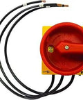 Close-up of 30 Amp Disconnect Kit for Series UH Horizontal Fan Forced Unit Heaters, Industrial HVAC Power Shutoff Module, red dial view