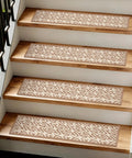 Non Slip Stair Treads Tape Set Of 15 7 By 30 Inches For Indoor Outdoor Steps Elder Safe Grippy Strips shown on wooden stairs