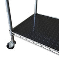 Heavy Duty Anti Slip Shelf Liner Set For Wire Shelving, 4 Pack, 18 By 48 Inches, Black Diamond Pattern on wire shelf corner