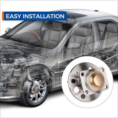Rear Wheel Hub Bearing Assembly Direct Fit For Buick Allure Lacrosse Century Regal Impala Monte Carlo Aztek Grand Prix Pontiac Models Non ABS Premium Quality Durable Bearings For Smooth Ride And Easy Install shown in car schematic with detail view.