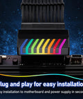 90 Degree ATX 24 Pin ARGB Right Angle Female To Male Adapter For Mini ITX Builds, shown plugged into motherboard.