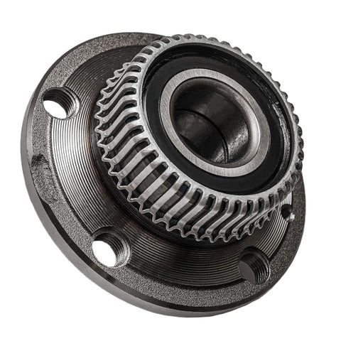 Rear 2-Piece Wheel Bearing Hubs Assembly Replacement For Volkswagen Jetta Beetle Golf City And Audi TT Two Wheel Bearing And Hub Assembly Kit Fits 1998-2010 VW Golf Jetta Beetle showing a close-up of the hub with a 5-bolt pattern and tone ring ABS.