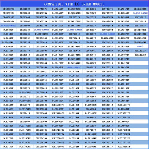 Model compatibility chart for Upgraded Dryer Repair Kit For Everyday Laundry Boss Dryers with Drum Roller 4581EL2002C.