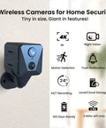 4K Ultra Clear Wireless Indoor Security Camera With 100 Day Battery Life, Night Vision, Motion Detection, Remote Viewing, Wi Fi