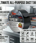 Heavy Duty Black Duct Tape With Tear By Hand And No Residue Adhesive Industrial Strength Waterproof All Purpose Tape For Moving Outdoor Repair And Home DIY 2 Inch By 20 Yards Grab And Go Tough As Nails displayed on kitchen counter