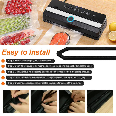 Front view of foam gasket replacement set for vacuum sealer (6 pcs), compatible with GERYON E2900/E2901.