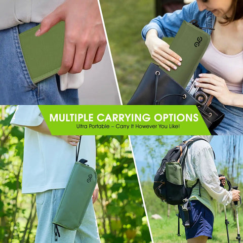 Carrying options for Ultra Lightweight Foldable Stool With 3 Side Pockets And Shoulder Strap Beefy Heavy Duty Camping Chair