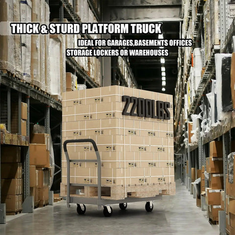 Heavy Duty Flatbed Cart 2200 Lb Capacity Workhorse Foldable Platform Truck Industrial Grade Steel Hand Push Dolly in warehouse