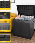 35 Gallon Resin Deck Box Outdoor Storage Chest for Patio Furniture Cushions Tools Garden Gear and Pool Supplies waterproof