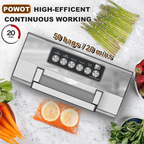 Pro Grade Food Vacuum Sealer Machine Fully Automatic Sealing System With Double Heat Seal Technology on kitchen countertop