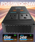 300W Car Power Inverter 12V To 110V DC To AC Converter With Fast Usb Charging Ports slick compact design and dual AC outlets.