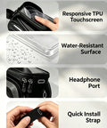 Super Cool Water-Resistant Bike Phone Mount Bag For Happy E-Bike Offroad Mtb With Hd Touch Screen Window To Navigate And Handle Calls On The G black bag with TPU touchscreen, water-resistant surface, headphone port, quick install strap