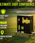 Sturdy Metal Protective Case For Skytrak Golf Launch Monitor With Four Adjustable Feet on grass with golf course background
