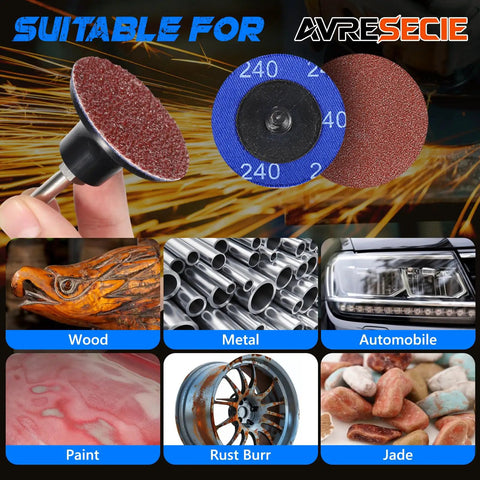 100 Pack 2 Inch Abrasive Cartridge Rolls For Rotary Tool With Roll Lock Sanding Discs In Grits 36 60 80 120 240