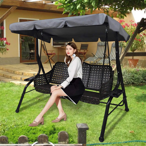 Heavy Duty Patio Swing Canopy Replacement For 3 Seat Outdoor Porch Swing Built Tough Waterproof Windproof Anti UV Shield Hammock Top Cover Garden Furniture Outdoors Large, patio setup