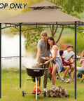 Grill Gazebo Replacement Canopy Top for Model LGG001PSTF Beige Waterproof 100 Percent Polyester Fabric shown on gazebo frame.