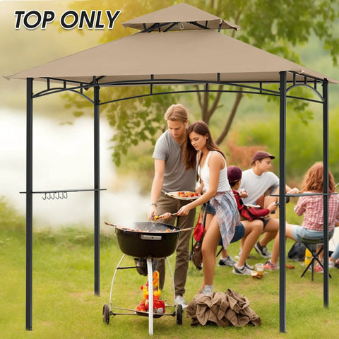 Grill Gazebo Replacement Canopy Top for Model LGG001PSTF Beige Waterproof 100 Percent Polyester Fabric shown on gazebo frame.