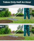 Person using Lawn Leveling Rake 30x10 Inch, Professional Grade Leveler Tool With Stainless Steel Handle on lawn