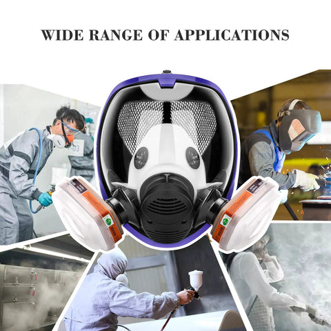 17 In 1 Reusable Full Face Respirator For Paint Sprayers And Chemical Work, Woodworking Dust Protection, Respirator With Clear Lens