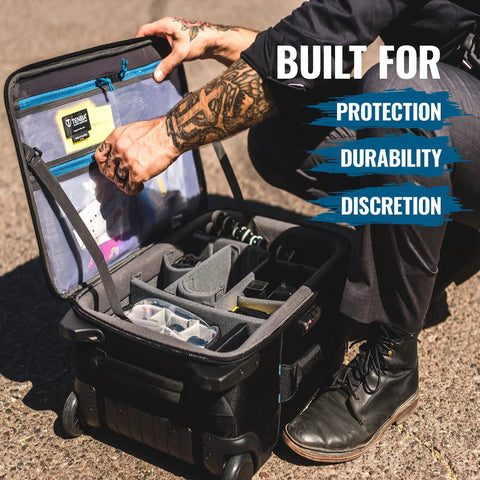 Open Carry On Camera Backpack For DSLR And Mirrorless Gear, showing compartments for 2 cameras, lenses, and 17-inch laptop.