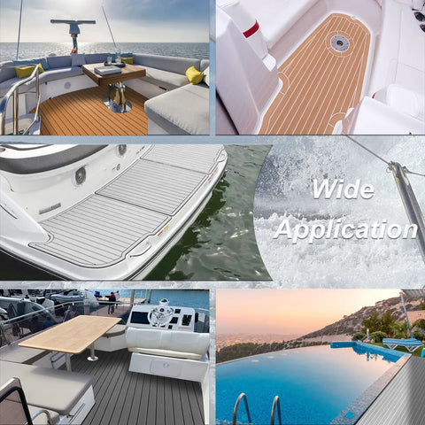 EVA Foam Boat Decking With 3M Self Adhesive Backing Faux Teak Marine Flooring Non Slip Pad for yacht, kayak, pool, and RV use