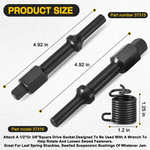Backyard Boss Shake N Break Air Hammer Adapter with 3/8 and 1/2 inch Parker Shank Bits for loosening seized nuts, 4.92 in size.