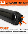 Battery Powered Gas Can Pump With Auto Shut Off, 3.2 GPM, close-up of nozzle fitting for openings wider than 1.25 inches