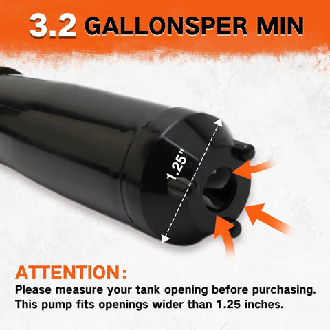 Battery Powered Gas Can Pump With Auto Shut Off, 3.2 GPM, close-up of nozzle fitting for openings wider than 1.25 inches
