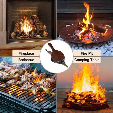 Heavy Duty 19 Inch Fireplace Bellows Large Fire Blower Built Tough For Wood Stoves And Outdoor Fire Pits Two Hand Air Pump To Kickstart Coals And Fuel Campfires Anytime Durable Brown Design
