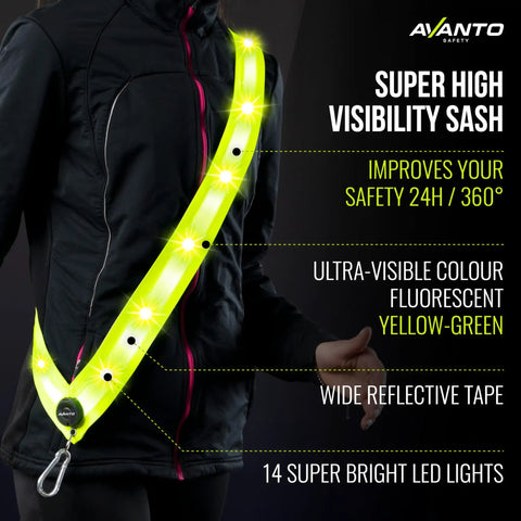 Super Bright Led Reflective Running Sash With Usb Rechargeable Lights Boost Night Visibility For Runners Straight Up Traffic Safety Strap For Evening Joggers Rock Solid Protection On Any Street Or Trail