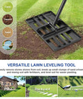 Heavy Duty Lawn Leveling Rake With Extra Long 60 Inch Handle And 18 By 10 Inch Ground Plate For Easy Soil Leveling Smooth Turf