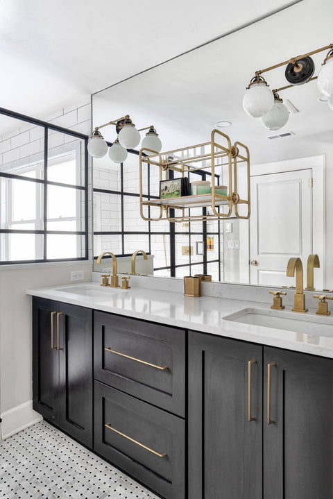 Champagne Bronze Cabinet Pulls With 7.6 Inch Center To Center Spacing Zinc Alloy Modern Handles on bathroom vanity