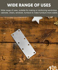 4 Pack Stainless Steel Straight Flat Braces Bracket Connectors For Furniture Joints And Corner Boards Durable Anti Rust Repair Plates