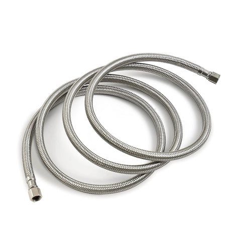 6 ft braided stainless steel ice maker water supply hose with 1/4 inch by 1/4 inch compression fittings