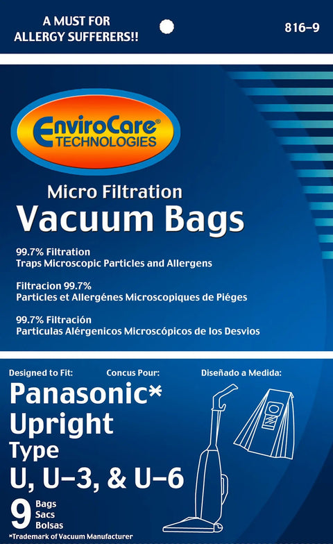 Replacement Micro Filtration Vacuum Cleaner Dust Bags For Panasonic U U3 U6 Series 9 Pack Fits Models Perfectly Easy Install No Fuss Filtration For A Cleaner Fresh Home