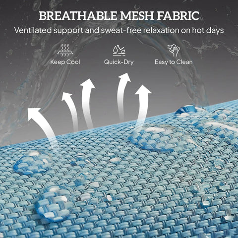Breathable mesh fabric of Folding Chaise Lounge Chair For Poolside Sunbathing And Outdoor Relaxation with water droplets