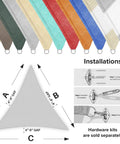 Triangle Sun Shade Sail 6 Feet By 6 Feet By 6 Feet Outdoor UV Blocking Canopy Light Gray with installation guide